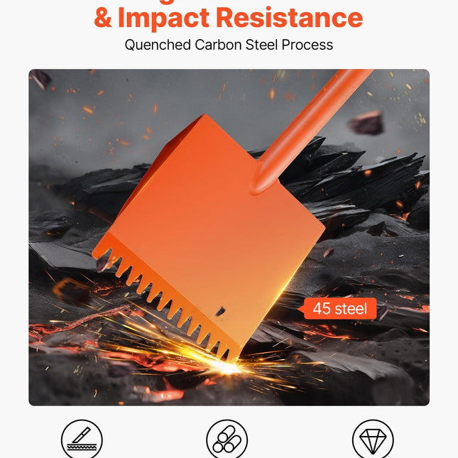 Shingle Shovel 1 Pack, D-Grip Handle Shingle Roof Ripper, High Hardness 45# Steel & Lightweight Easy Tearing Off Roofing & Nails Tool, ideal for Commercial and Residential Use,Orange.