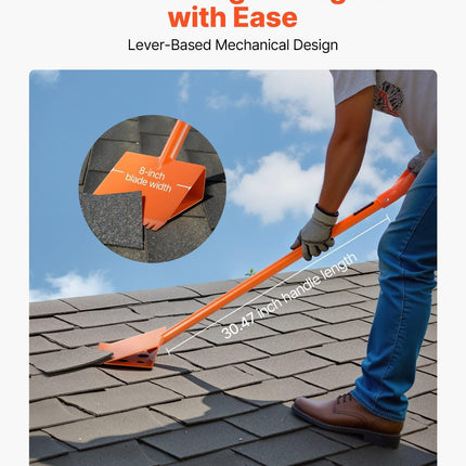 Shingle Shovel 1 Pack, D-Grip Handle Shingle Roof Ripper, High Hardness 45# Steel & Lightweight Easy Tearing Off Roofing & Nails Tool, ideal for Commercial and Residential Use,Orange.
