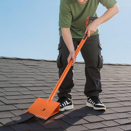 Shingle Shovel 1 Pack, D-Grip Handle Shingle Roof Ripper, High Hardness 45# Steel & Lightweight Easy Tearing Off Roofing & Nails Tool, ideal for Commercial and Residential Use,Orange.