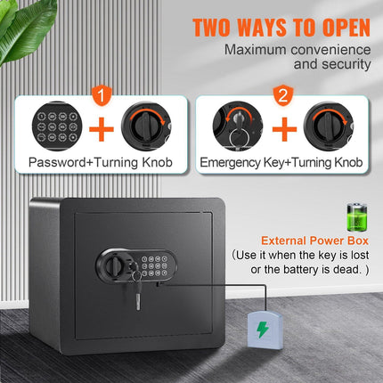 Safe 1.2 Cubic Feet Home Safe Steel for Cash Gold 15.8x11.8x13.8 inch.