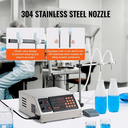 Liquid Filling Machine, 10-4000ml Filling Capacity, Automatic Bottle Filler Machine Bottling Machine Digital Control for Milk, Water, Wine, Beverage, Soy Sauce, Vinegar, Alcohol (Double Nozzle).