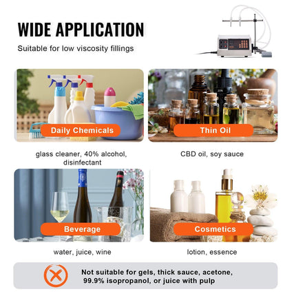 Liquid Filling Machine, 10-4000ml Filling Capacity, Automatic Bottle Filler Machine Bottling Machine Digital Control for Milk, Water, Wine, Beverage, Soy Sauce, Vinegar, Alcohol (Double Nozzle).