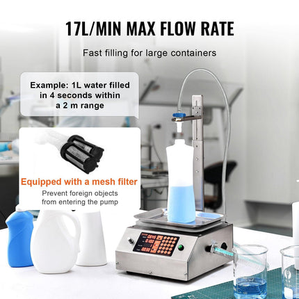 Liquid Filling Machine, 30-15000 g Weighing Capacity, Automatic Bottle Filler Machine Bottling Machine Digital Control for Milk, Water, Oil, Wine, Beverage, Detergent, Shampoo (Single Nozzle).