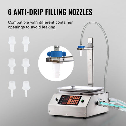 Liquid Filling Machine, 30-15000 g Weighing Capacity, Automatic Bottle Filler Machine Bottling Machine Digital Control for Milk, Water, Oil, Wine, Beverage, Detergent, Shampoo (Single Nozzle).