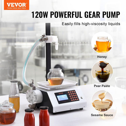 Liquid Filling Machine, 50-5000 g Weighing Capacity, Automatic Bottle Filler Machine Bottling Machine Gear Pump Digital Control for Honey, Oil, Wine, Detergent, Viscous Liquids (Single Nozzle).