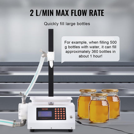 Liquid Filling Machine, 50-5000 g Weighing Capacity, Automatic Bottle Filler Machine Bottling Machine Gear Pump Digital Control for Honey, Oil, Wine, Detergent, Viscous Liquids (Single Nozzle).