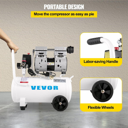 Air Compressor 6.6 Gallon, Portable Air Compressor 1 HP, Oil Free Air Compressor Steel Tank 750W, Pancake Air Compressor 115 PSI, Ultra Quiet Compressor for Home Repair, Tire Inflation.
