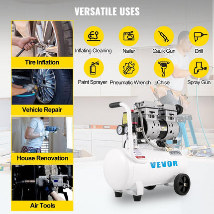 Air Compressor 6.6 Gallon, Portable Air Compressor 1 HP, Oil Free Air Compressor Steel Tank 750W, Pancake Air Compressor 115 PSI, Ultra Quiet Compressor for Home Repair, Tire Inflation.