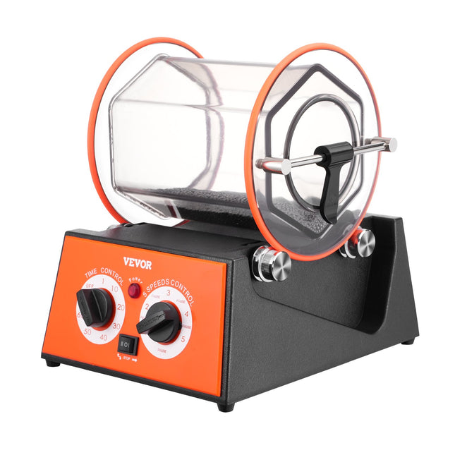 Jewelry Polisher Tumbler, 11lbs/5kg Capacity Mini Rotary Tumbler Machine with 0-60 Minutes Timer, 5 Speeds Jewelry Rotary Finisher for Surface Polishing Grinding Buffing Gemstones Jewels Coins.