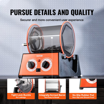 Jewelry Polisher Tumbler, 11lbs/5kg Capacity Mini Rotary Tumbler Machine with 0-60 Minutes Timer, 5 Speeds Jewelry Rotary Finisher for Surface Polishing Grinding Buffing Gemstones Jewels Coins.