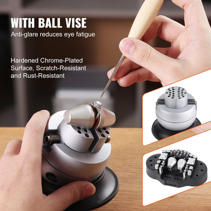 VEVOR Multi-Directional Microscope with Spring Bracket, 7X-45X Magnification Jewelry Microscope, Micro Jewelry Inlaid Stand with Integrated USB Ring LED Light and 360° Ball Vise, for Jewelry Inlay.