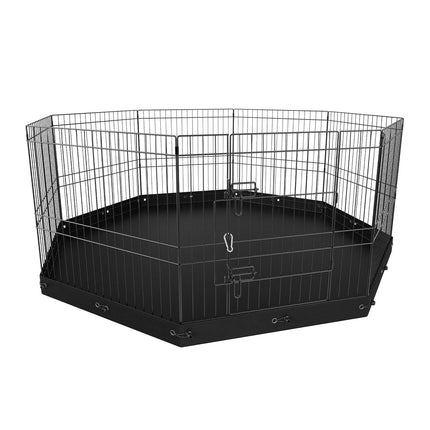 Dog Playpen, 8 Panels Foldable Metal Dog Exercise Pen with Bottom Pad, 24" H Pet Fence Puppy Crate Kennel with Ground Stakes, Indoor Outdoor Dog Pen for Small Medium Pets, for Camping, Yard.