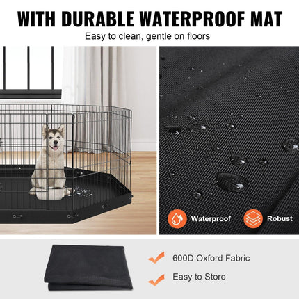 Dog Playpen, 8 Panels Foldable Metal Dog Exercise Pen with Bottom Pad, 24" H Pet Fence Puppy Crate Kennel with Ground Stakes, Indoor Outdoor Dog Pen for Small Medium Pets, for Camping, Yard.