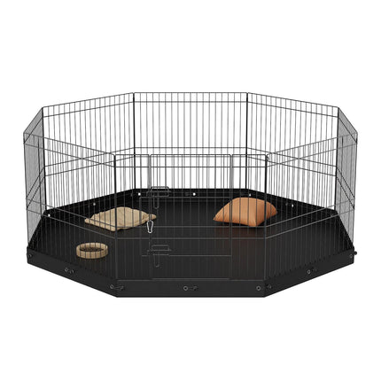 Dog Playpen, 8 Panels Foldable Metal Dog Exercise Pen with Bottom Pad, 24" H Pet Fence Puppy Crate Kennel with Ground Stakes, Indoor Outdoor Dog Pen for Small Medium Pets, for Camping, Yard.