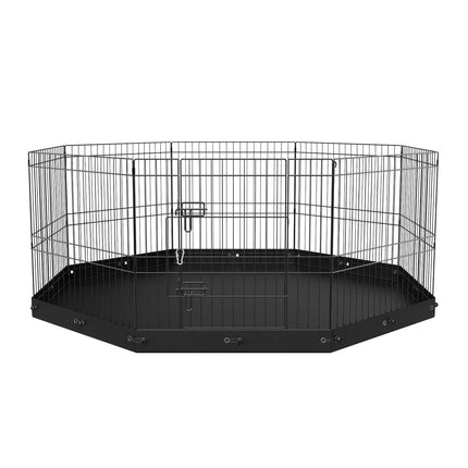 Dog Playpen, 8 Panels Foldable Metal Dog Exercise Pen with Bottom Pad, 24" H Pet Fence Puppy Crate Kennel with Ground Stakes, Indoor Outdoor Dog Pen for Small Medium Pets, for Camping, Yard.