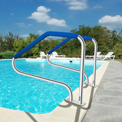 Swimming Pool Handrail Ladder Handrail Stainless Steel Rail w/ Base Plate.