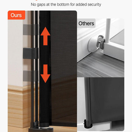 Retractable Baby Gate, 870 mm Tall, Extends up to 2800 mm Wide, Retractable Gate for Kids or Pets, Mesh Material, Easy to Install for Indoor Stairs, Doorways, Hallways, Playrooms, Black.
