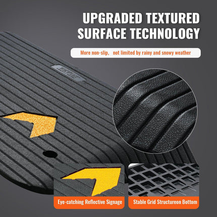 Upgraded Rubber Threshold Ramp, 8.9 cm Rise Door Ramp with 1 Channel, Natural Rubber Car Ramp with Non-Slip Textured Surface, 15 tons Load Capacity Curb Ramp for Wheelchair and Scooter.