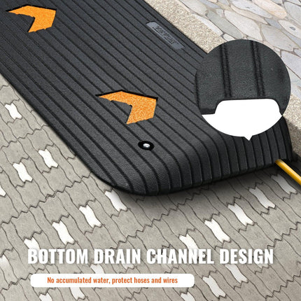 Upgraded Rubber Threshold Ramp, 8.9 cm Rise Door Ramp with 1 Channel, Natural Rubber Car Ramp with Non-Slip Textured Surface, 15 tons Load Capacity Curb Ramp for Wheelchair and Scooter.
