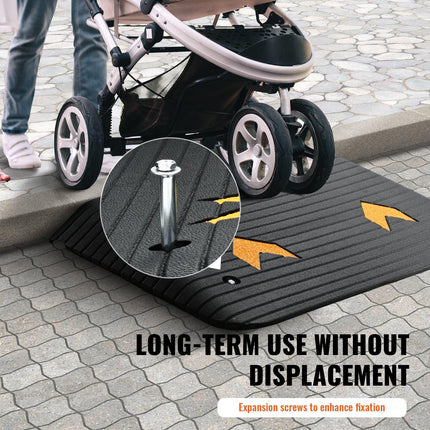 Upgraded Rubber Threshold Ramp, 8.9 cm Rise Door Ramp with 1 Channel, Natural Rubber Car Ramp with Non-Slip Textured Surface, 15 tons Load Capacity Curb Ramp for Wheelchair and Scooter.