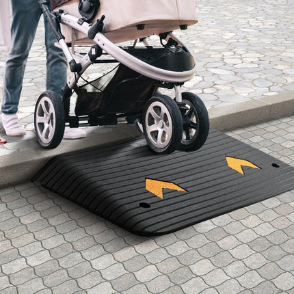 Upgraded Rubber Threshold Ramp, 8.9 cm Rise Door Ramp with 1 Channel, Natural Rubber Car Ramp with Non-Slip Textured Surface, 15 tons Load Capacity Curb Ramp for Wheelchair and Scooter.