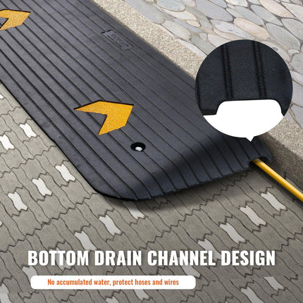 Upgraded Rubber Threshold Ramp, 3.8 cm Rise Wheelchair Ramp Doorway, Natural Curb Ramp Rated 15 tons Load Capacity, Non-Slip Textured Surface Rubber Curb Ramp for Wheelchair and Scooter.