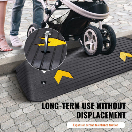 Upgraded Rubber Threshold Ramp, 3.8 cm Rise Wheelchair Ramp Doorway, Natural Curb Ramp Rated 15 tons Load Capacity, Non-Slip Textured Surface Rubber Curb Ramp for Wheelchair and Scooter.