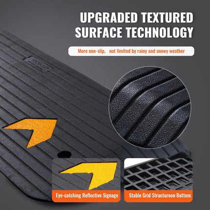 Rubber Threshold Ramp, 5 cm Rise Threshold Ramp Doorway, Recycled Rubber Power Threshold Ramp Rated 15 tons Load Capacity, Non-Slip Surface Rubber Solid Threshold Ramp for Wheelchair and Scooter.