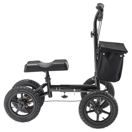 Folding Knee Scooter, Aluminum Steerable Knee Walker with Height-Adjustable Handlebar & Knee Pad, 12" All-Terrain Wheels, Dual Brakes, Leg Recovery Scooter for Broken Ankle Foot Injuries, 159KG.