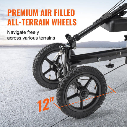 Folding Knee Scooter, Aluminum Steerable Knee Walker with Height-Adjustable Handlebar & Knee Pad, 12" All-Terrain Wheels, Dual Brakes, Leg Recovery Scooter for Broken Ankle Foot Injuries, 159KG.
