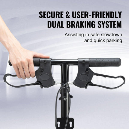 Folding Knee Scooter, Aluminum Steerable Knee Walker with Height-Adjustable Handlebar & Knee Pad, 12" All-Terrain Wheels, Dual Brakes, Leg Recovery Scooter for Broken Ankle Foot Injuries, 159KG.