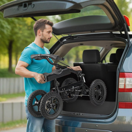 Folding Knee Scooter, Aluminum Steerable Knee Walker with Height-Adjustable Handlebar & Knee Pad, 12" All-Terrain Wheels, Dual Brakes, Leg Recovery Scooter for Broken Ankle Foot Injuries, 159KG.