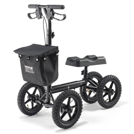 Folding Knee Scooter, Aluminum Steerable Knee Walker with Height-Adjustable Handlebar & Knee Pad, 12" All-Terrain Wheels, Dual Brakes, Leg Recovery Scooter for Broken Ankle Foot Injuries, 159KG.