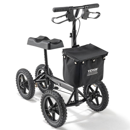 Folding Knee Scooter, Aluminum Steerable Knee Walker with Height-Adjustable Handlebar & Knee Pad, 12" All-Terrain Wheels, Dual Brakes, Leg Recovery Scooter for Broken Ankle Foot Injuries, 159KG.