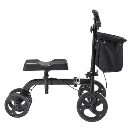Folding Knee Scooter, Carbon Steel Steerable Knee Walker with Height-Adjustable Handlebar & Knee Pad, All-Terrain Solid Wheels, Dual Brakes, Leg Recovery Scooter for Broken Ankle Foot Injuries.
