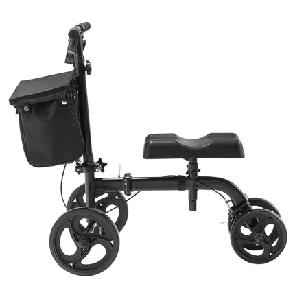 Folding Knee Scooter, Carbon Steel Steerable Knee Walker with Height-Adjustable Handlebar & Knee Pad, All-Terrain Solid Wheels, Dual Brakes, Leg Recovery Scooter for Broken Ankle Foot Injuries.