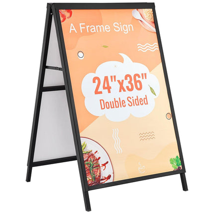 A Frame Sidewalk Sign, 61x91cm Heavy Duty Slide-in Signboard Holder, Double-Sided Folding Sandwich Board Signs, Steel Pavement Sign Poster for Outdoor Business Street Advertising (Frame only).