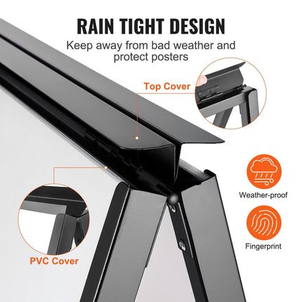 A Frame Sidewalk Sign, 61x91cm Heavy Duty Slide-in Signboard Holder, Double-Sided Folding Sandwich Board Signs, Steel Pavement Sign Poster for Outdoor Business Street Advertising (Frame only).