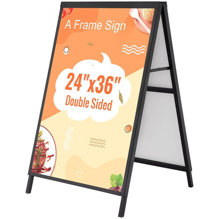 A Frame Sidewalk Sign, 61x91cm Heavy Duty Slide-in Signboard Holder, Double-Sided Folding Sandwich Board Signs, Steel Pavement Sign Poster for Outdoor Business Street Advertising (Frame only).