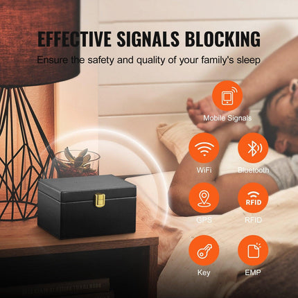 Faraday Box Signal Blocking Holder for 5~8 Car Keys with 2 Key Bags Black.