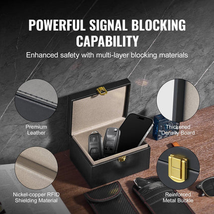 Faraday Box Signal Blocking Holder for 5~8 Car Keys with 2 Key Bags Black.