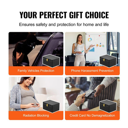 Faraday Box Signal Blocking Holder for 5~8 Car Keys with 2 Key Bags Black.