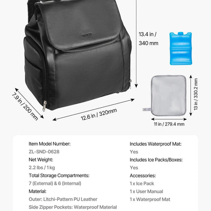 Breast Pump Backpack, Breast Feeding Bag with Ice Pack, Fits for S1/S2, Pumping Accessories & Breastmilk Storage, Portable Pump Carrying Case for Work, Travel and Family Use, Black.