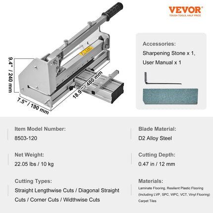 Floor Cutter 330mm, Cuts Vinyl Plank, Laminate, Engineered Hardwood, Siding, 12mm Cutting Depth Effortless And Easy Cutting, Vinyl Plank Cutter for LVP, WPC, SPC, LVT, VCT, PVC, and More.