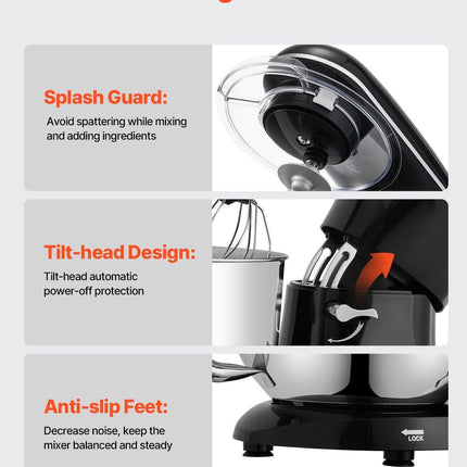 VEVOR Stand Mixer 5.68 L Electric Dough Mixer 1100W 6 + P Speeds Food Beater.