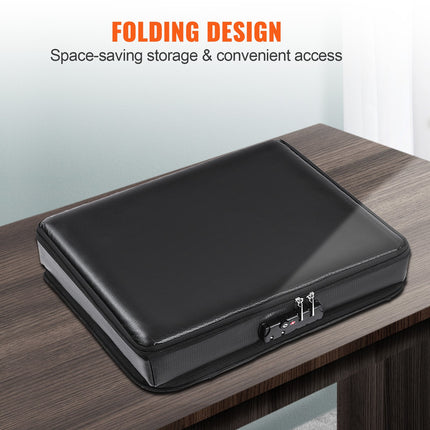 Fireproof Document Box, Fireproof Document Bag with Lock 2000_, Fireproof and Waterproof File Box 450x140x315 mm with Zipper & Handle, for Money, Documents, Jewelry and Passport.