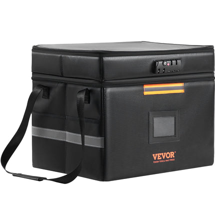 Fireproof Document Box, Fireproof Document Bag with Lock 2000_, Fireproof and Waterproof File Box 450x140x315 mm with Zipper & Handle, for Money, Documents, Jewelry and Passport.