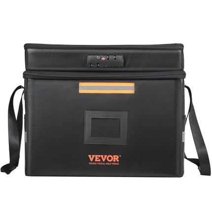 Fireproof Document Box, Fireproof Document Bag with Lock 2000_, Fireproof and Waterproof File Box 450x140x315 mm with Zipper & Handle, for Money, Documents, Jewelry and Passport.