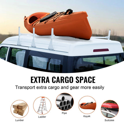 VEVOR 3-Bar Van Roof Ladder Rack Adjustable 56.3"-61.4" for Full-Size Vans.