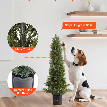 Artificial Topiary Cedar Trees, 2 Set 914mm Faux Pine Shrubs Plants, Fake Silk Tree Look Real, Easy Assembly for Decor Front Porch Outdoor Patio Garden Balcony Backyard Indoor Office.